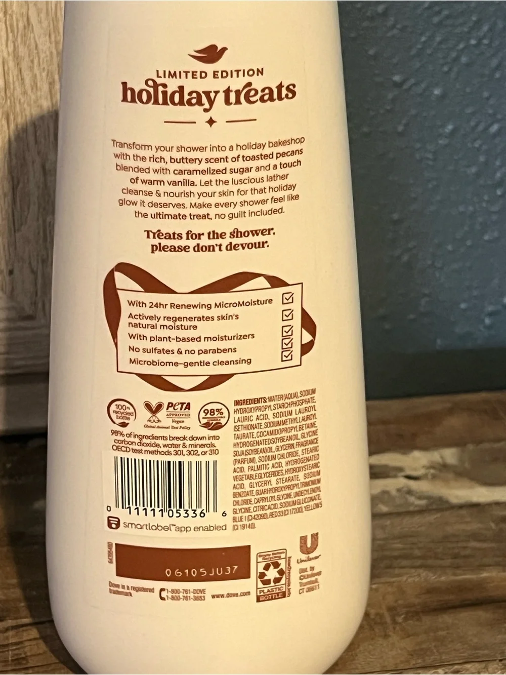 Dove Limited Edition Holiday Treats Pecan Butter Crunch Body Wash 20 ounces New